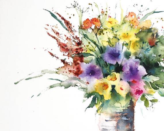 Как рисовать цветы акварелью свободными мазками - пошаговый урок